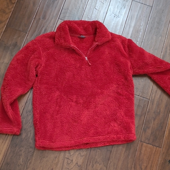 Eddie Bauer Red Fleece 1/4 Zip Pullover size Large - Picture 1 of 8
